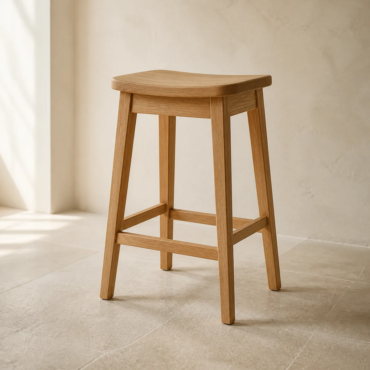 Tabouret en chêne massif terminé.